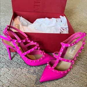 Valentino Fuchsia Studded Heels
